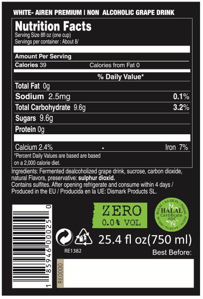 Lussory Airen White Non Alcoholic Wine From Spain Nutrition Facts